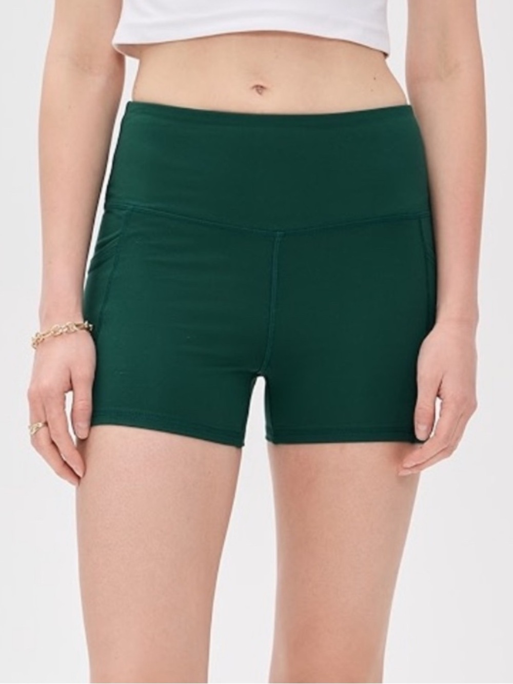 Varley Removable Inner Biker Shorts Green S High Rise Athletic Activewear Shorts